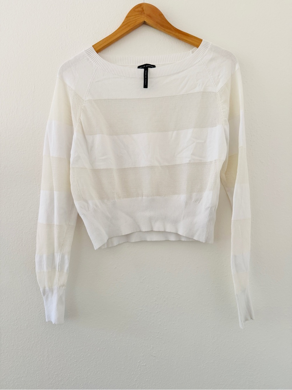 Sarah Pacini Made in Italy One Size White Stripe Sweater
